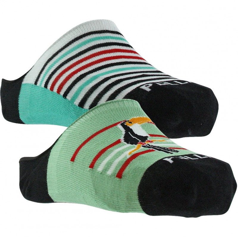 LOT DE 2 Socquettes Chaussettes Mixte TOUCAN Vert et Cyan