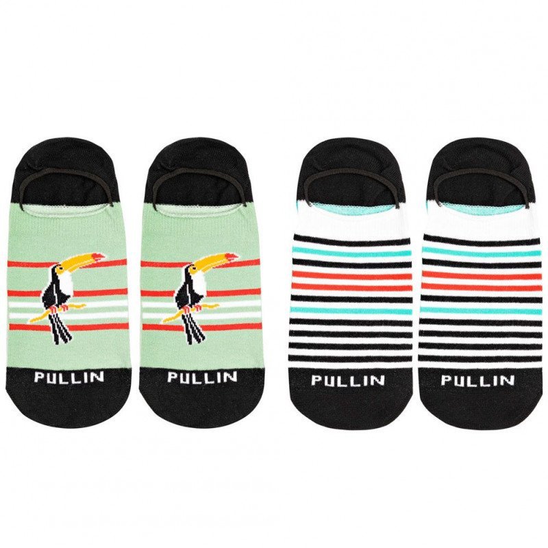 PULL IN Lot de 2 paires de Socquettes Mixte Coton TOUCAN Vert Cyan