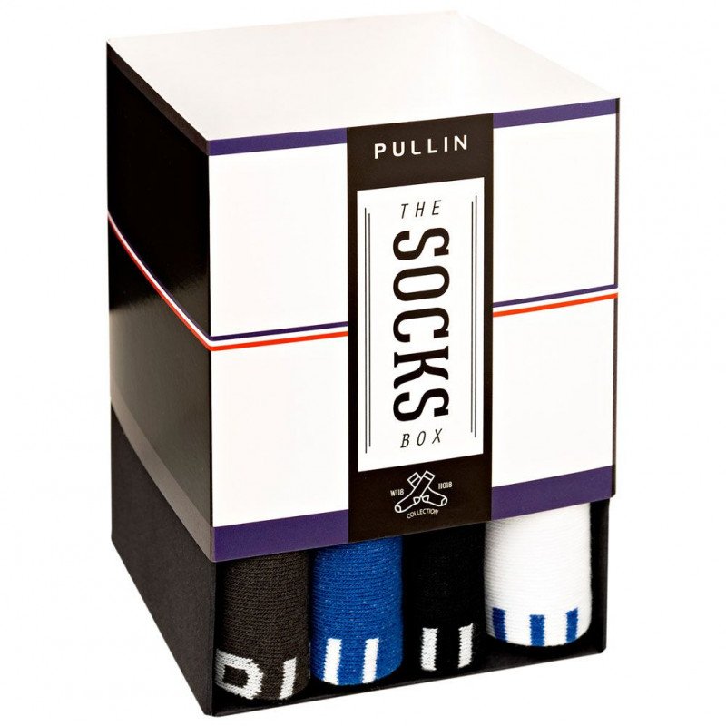 PULL IN Lot de 4 paires de Chaussettes Mixte Coton PACK33 Blanc Noir Bleu Anthracite