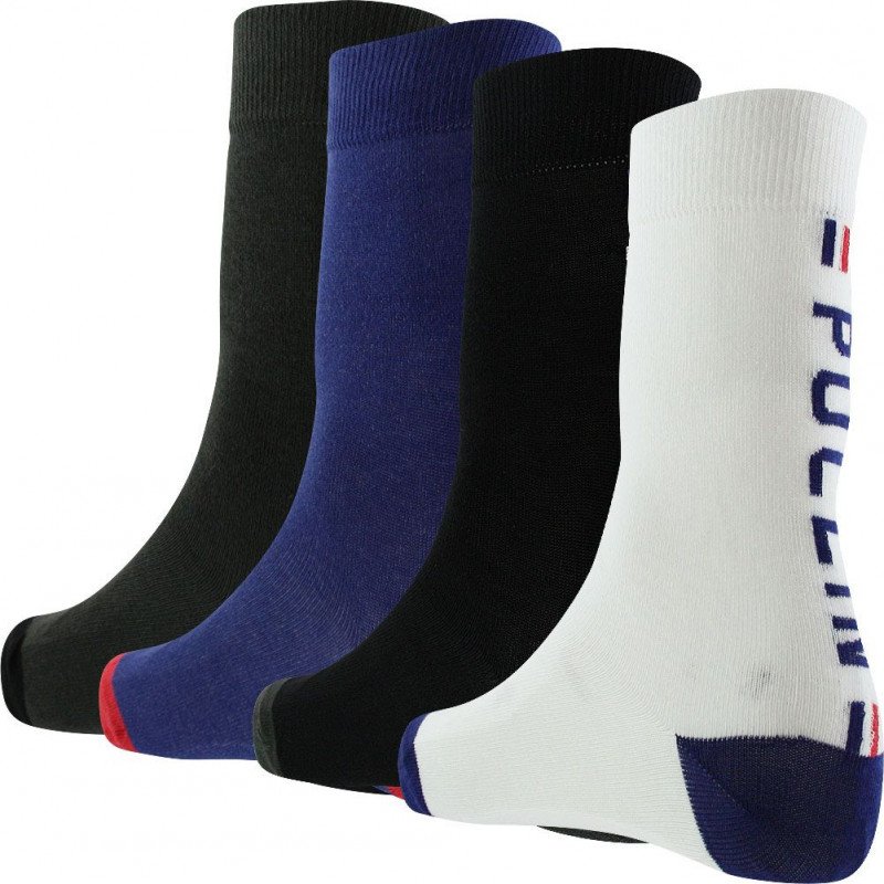 PULL IN Lot de 4 paires de Chaussettes Mixte Coton PACK33 Blanc Noir Bleu Anthracite