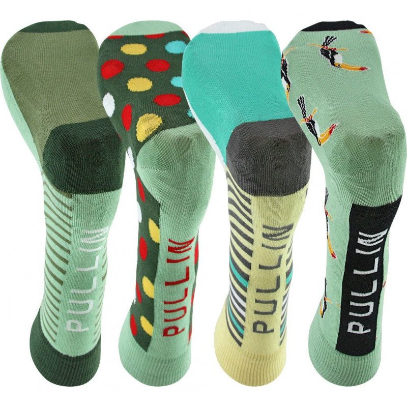 PULL IN Lot de 4 paires de Chaussettes Mixte Coton PACK36 Vert Jaune Rouge