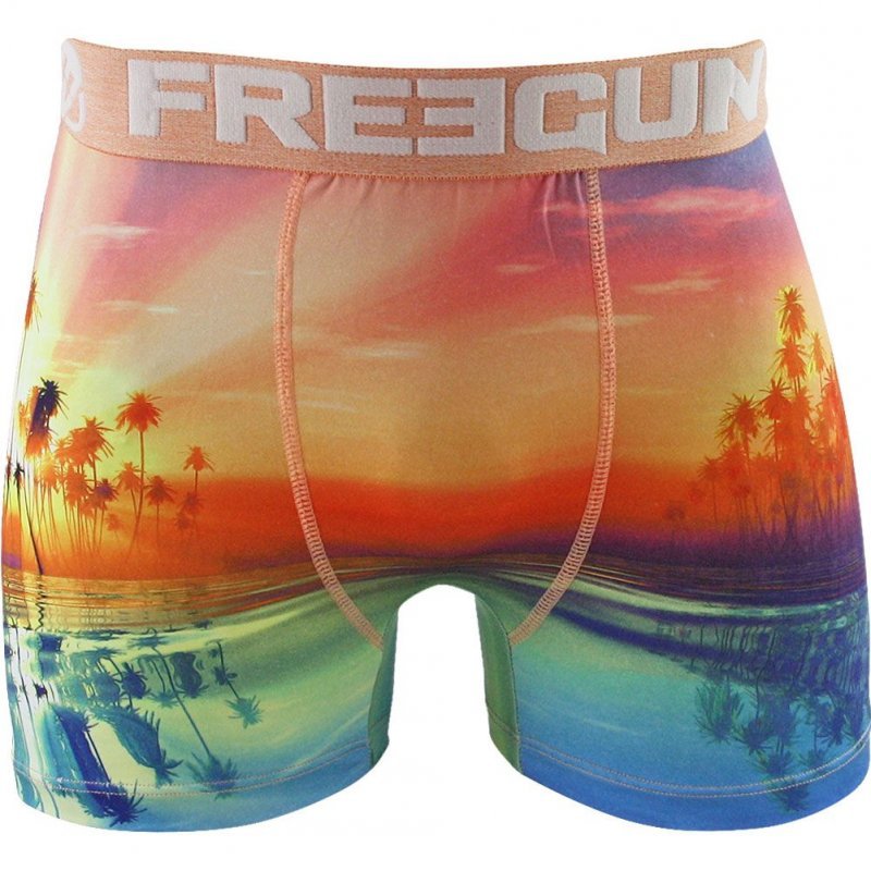 FREEGUN Boxer Homme Microfibre SUN Rose Vert PREMIUM