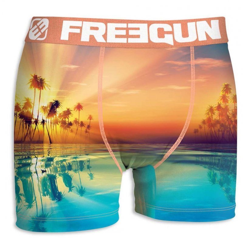 FREEGUN Boxer Homme Microfibre SUN Rose Vert PREMIUM