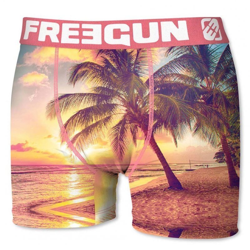 FREEGUN Boxer Homme Microfibre PAL Rose Jaune PREMIUM