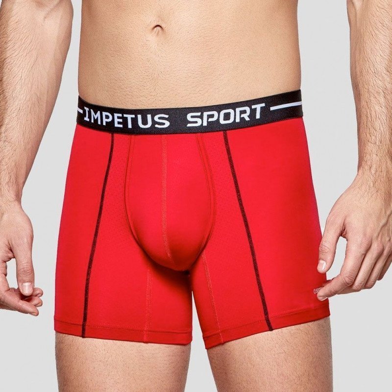 IMPETUS Boxer Long Homme Microfibre SPORT Rouge