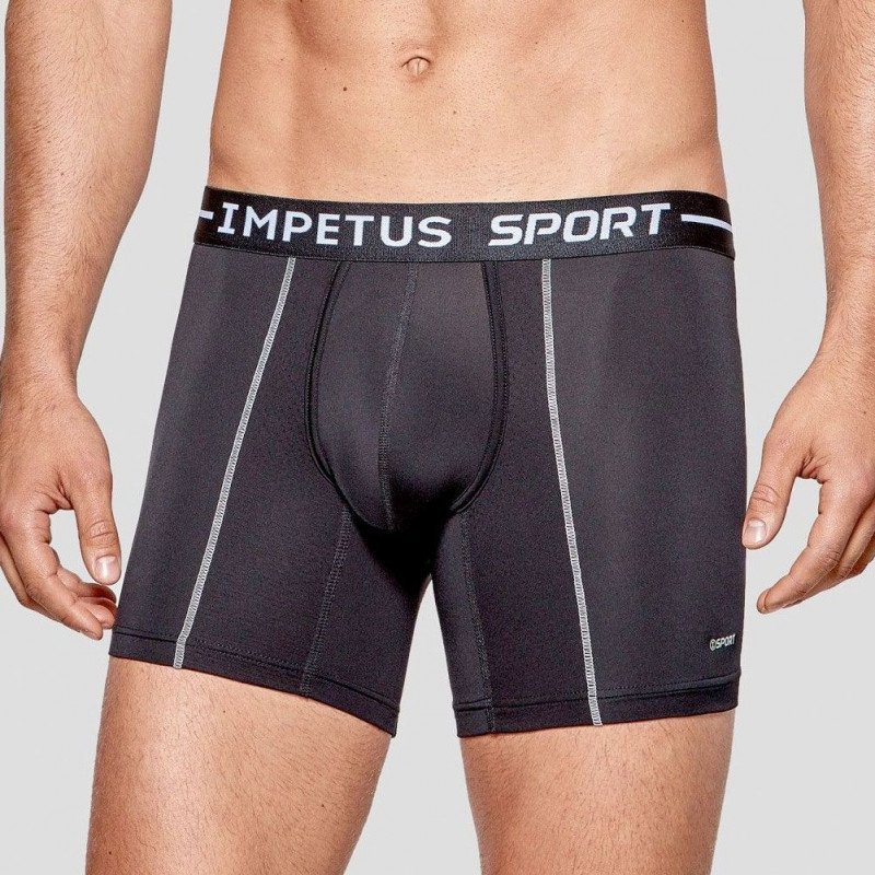 IMPETUS Boxer Long Homme Microfibre SPORT Noir