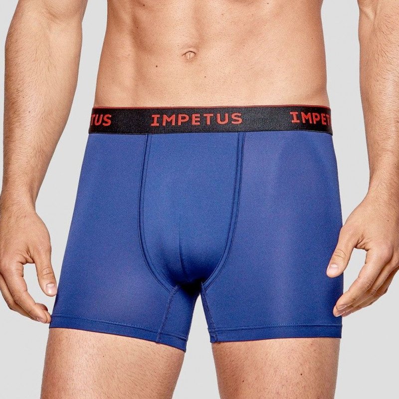 IMPETUS Boxer Homme Microfibre recyclée VOYAGER Bleu Rouge