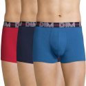 DIM Lot de 3 Boxers Homme Coton POWERFULL Rouge baie Bleu nuit Bleu cobalt