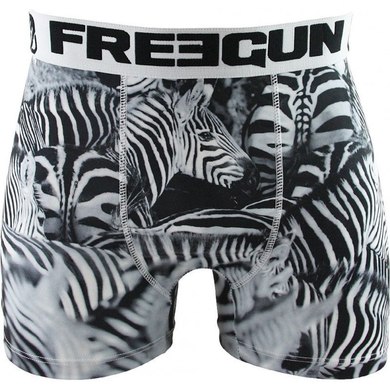 FREEGUN Boxer Homme Microfibre ZEB Noir Blanc PREMIUM