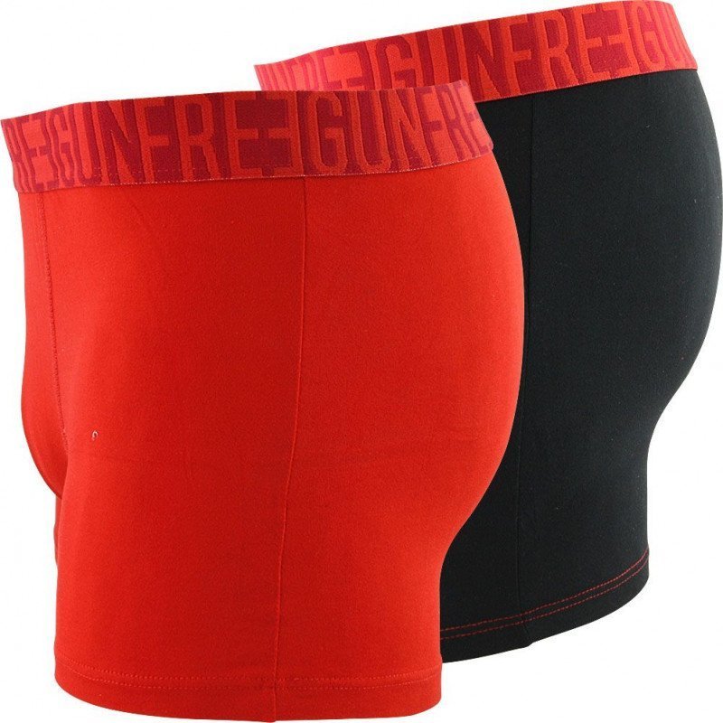 FREEGUN Lot de 2 Boxers Homme Microfibre BMX2ASS1 Rouge Noir