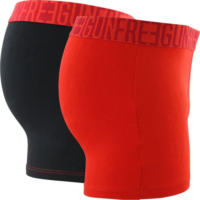 FREEGUN Lot de 2 Boxers Homme Microfibre BMX2ASS1 Rouge Noir