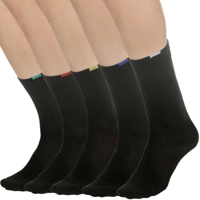 LOT DE 5 Chaussettes Chaussettes Homme Noir et Multicolore