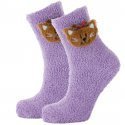 TWINDAY Chaussettes Femme Microfibre DOUDOU TETE 3D Violet