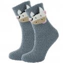 TWINDAY Chaussettes Femme Microfibre DOUDOU TETE 3D Gris