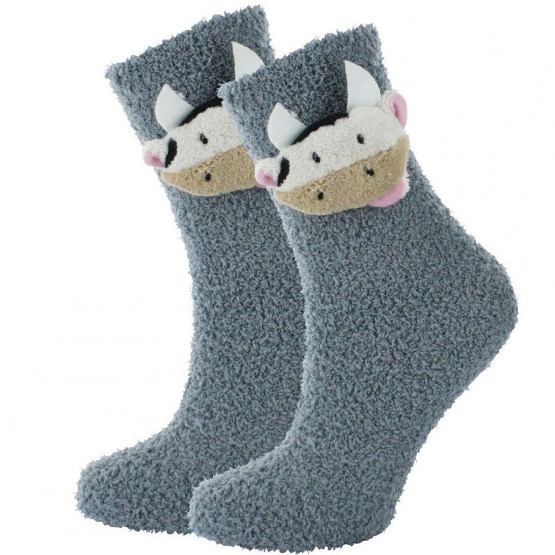Chaussettes Femme DOUDOU TETE 3D Gris et Clair