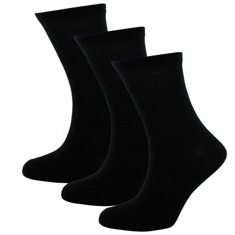 TWINDAY Lot de 3 paires de Chaussettes Femme Coton LESNOIRS Noir