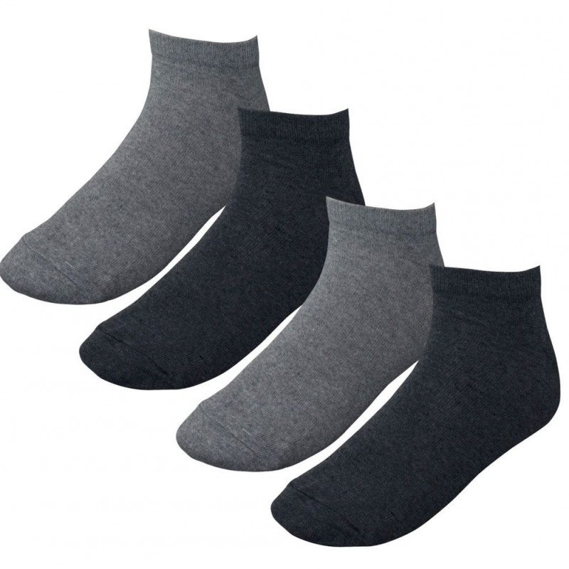 TWINDAY Lot de 4 paires de Socquettes Homme Coton LESUNIES Gris