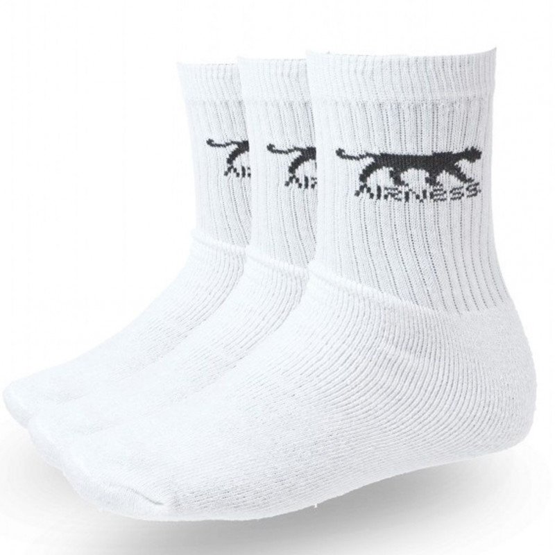 AIRNESS Lot de 3 paires de Chaussettes Enfant Coton CORPORATE Blanc