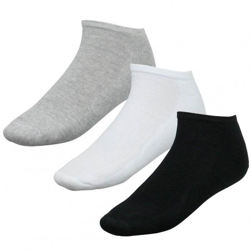 SOCKS EQUIPEMENT Lot de 3 paires de Socquettes Enfant Coton TERRY Gris Blanc Noir