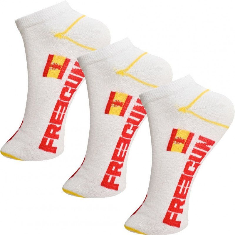 FREEGUN 3 paires de Socquettes Enfant Coton EURO Espagne Blanc