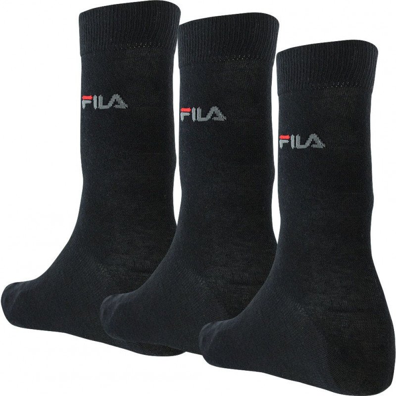 FILA Lot de 3 paires de Chaussettes Homme Coton FINES Noir