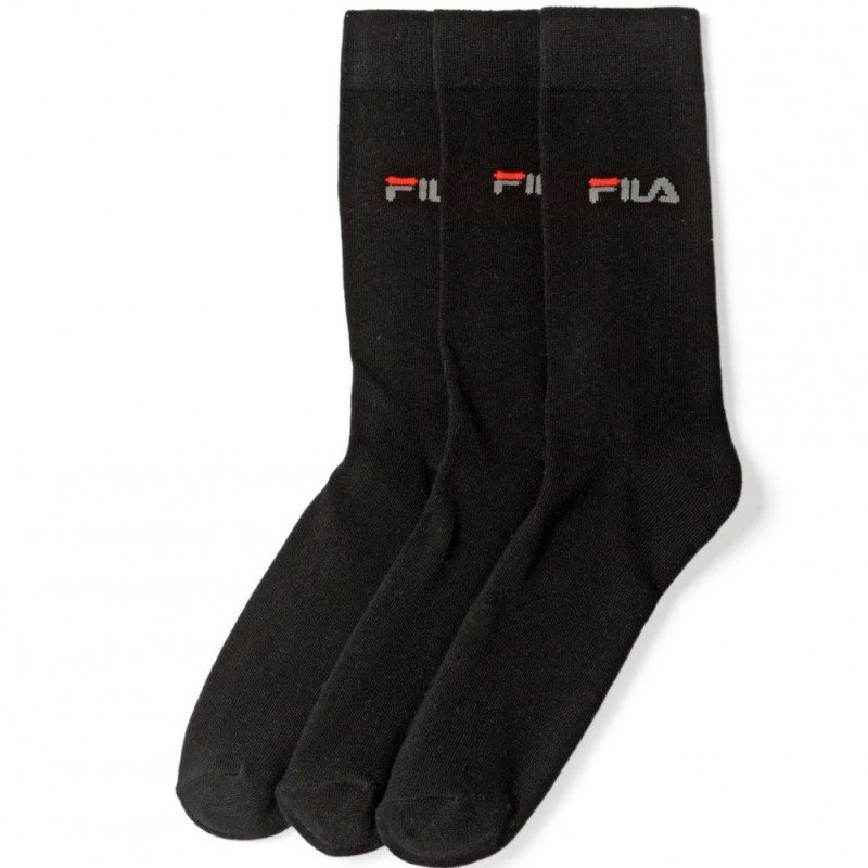 FILA Lot de 3 paires de Chaussettes Homme Coton FINES Noir