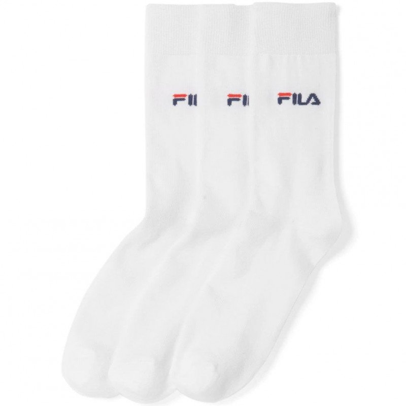 FILA Lot de 3 paires de Chaussettes Homme Coton FINES Blanc