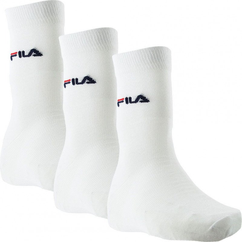 FILA Lot de 3 paires de Chaussettes Homme Coton FINES Blanc