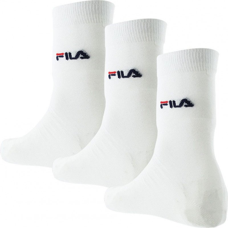 FILA Lot de 3 paires de Chaussettes Homme Coton FINES Blanc