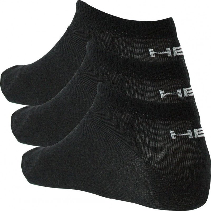 HEAD Lot de 3 paires de Socquettes Mixte Coton SNEAK Noir