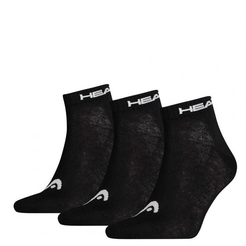 HEAD Lot de 3 paires de Socquettes Mixte Coton SNEAK Noir