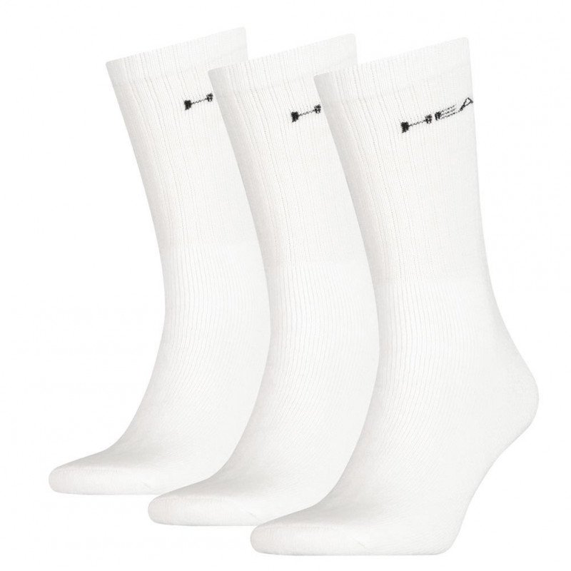 HEAD Lot de 3 paires de Chaussettes Mixte Coton CREW Blanc