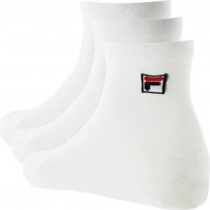 FILA Lot de 3 paires de Socquettes Homme Coton LOWCUT Blanc