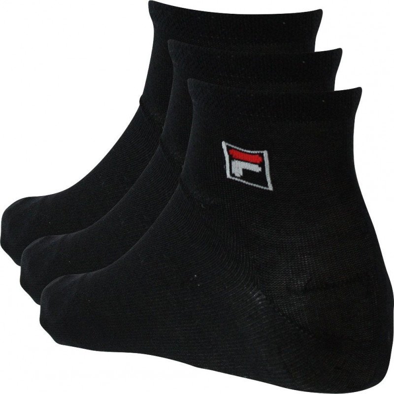 FILA Lot de 3 paires de Socquettes Homme Coton LOWCUT Noir