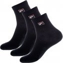 FILA Lot de 3 paires de Socquettes Homme Coton LOWCUT Noir