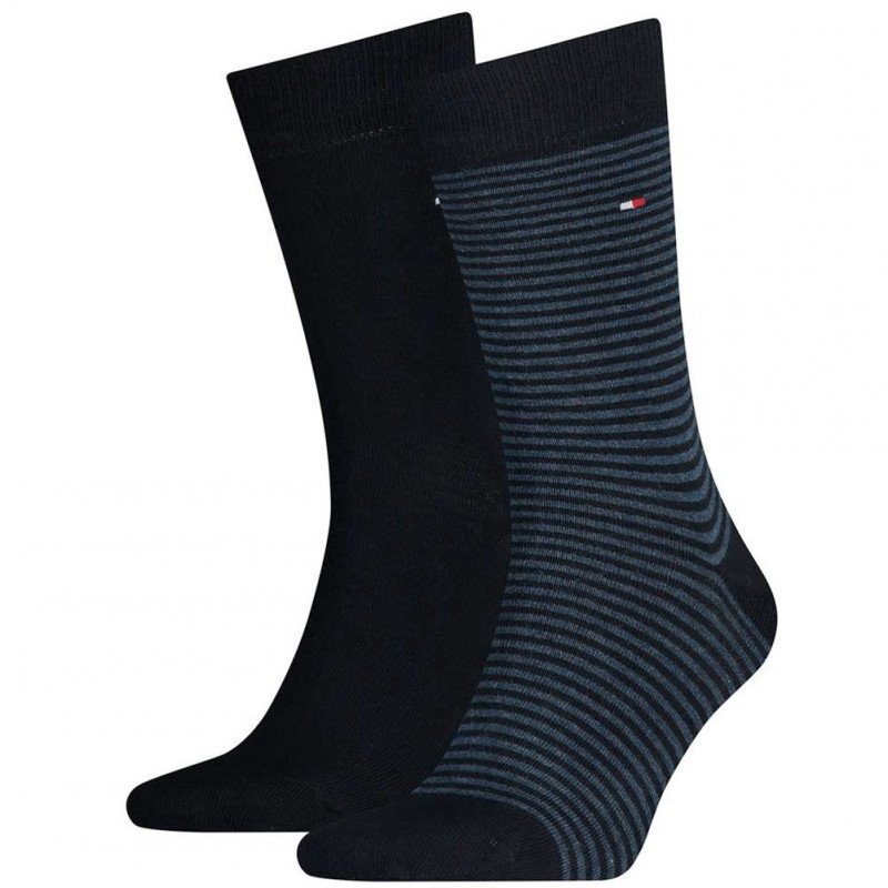 TOMMY HILFIGER Lot de 2 paires de Chaussettes Homme Coton SMALLSTRIPE Dark Navy