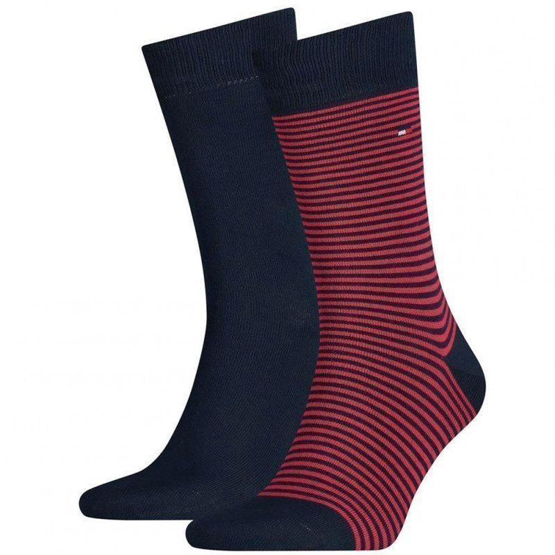 TOMMY HILFIGER Lot de 2 paires de Chaussettes Homme Coton SMALLSTRIPE Original