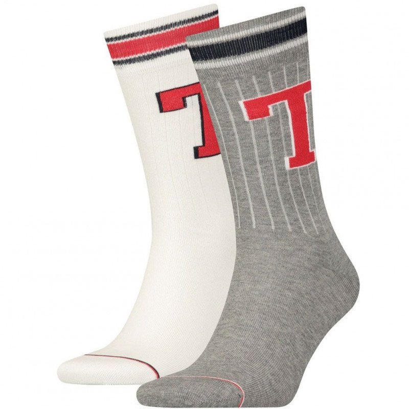 LOT DE 2 Chaussettes Chaussettes Homme PATCH Gris et Blanc