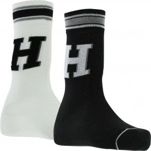 TOMMY HILFIGER 2 paires Chaussettes Homme Coton PATCH Noir Blanc