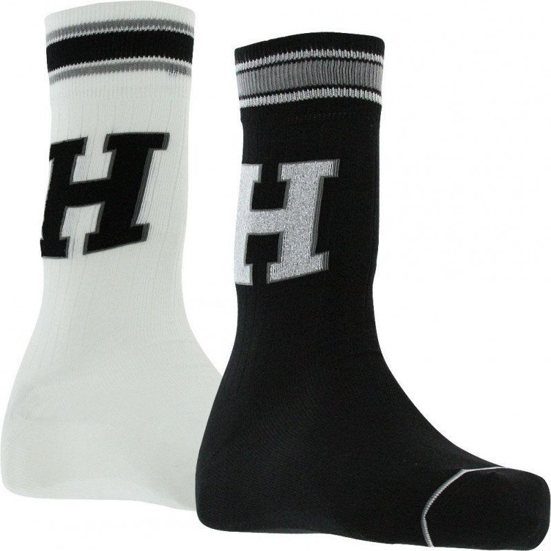 LOT DE 2 Chaussettes Chaussettes Homme PATCH Noir et Blanc