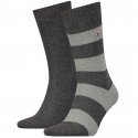 TOMMY HILFIGER Lot de 2 paires de Chaussettes Homme Coton RUGBY Anthracite