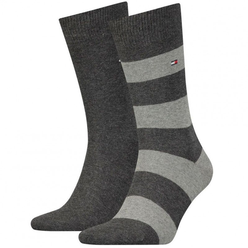 LOT DE 2 Chaussettes Chaussettes Homme RUGBY Gris et Anthracite