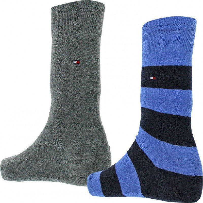 TOMMY HILFIGER Lot de 2 paires de Chaussettes Homme Coton RUGBY Palace Blue