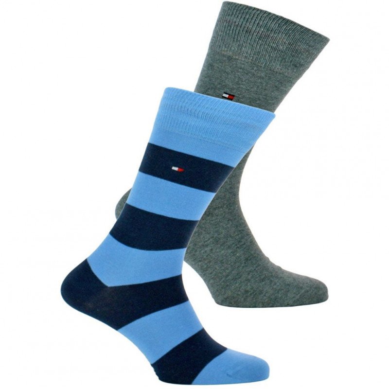 TOMMY HILFIGER Lot de 2 paires de Chaussettes Homme Coton RUGBY Palace Blue