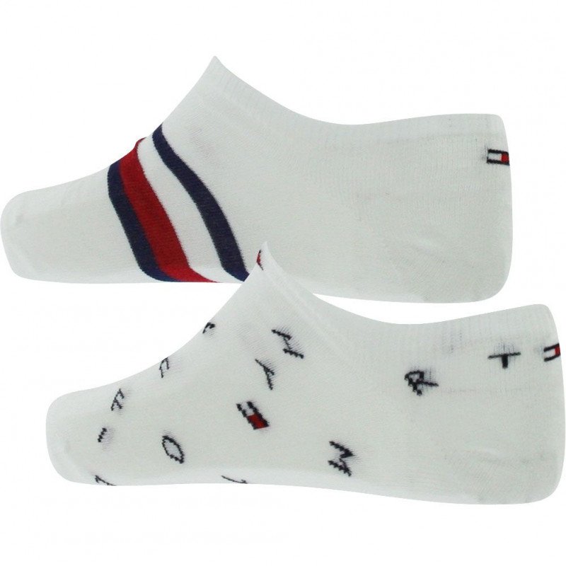 TOMMY HILFIGER Lot de 2 paires de Socquettes Homme Coton SNEAK Blanc