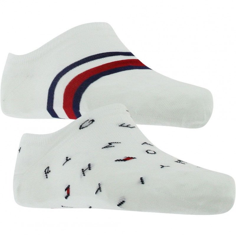 TOMMY HILFIGER Lot de 2 paires de Socquettes Homme Coton SNEAK Blanc