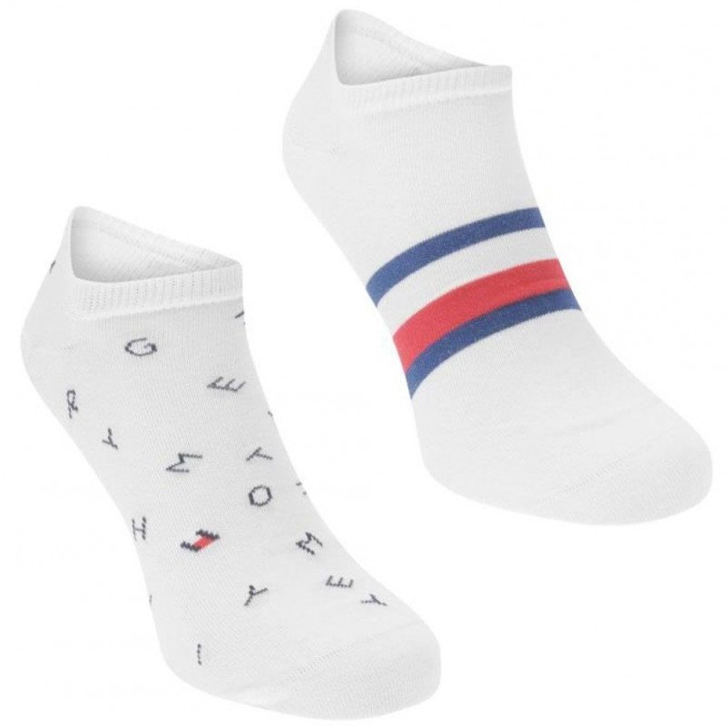 TOMMY HILFIGER Lot de 2 paires de Socquettes Homme Coton SNEAK Blanc