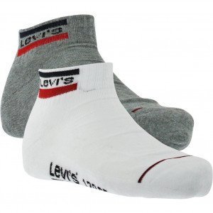 LEVI'S Lot de 2 paires de Socquettes Mixte Coton OLYMP Blanc Gris