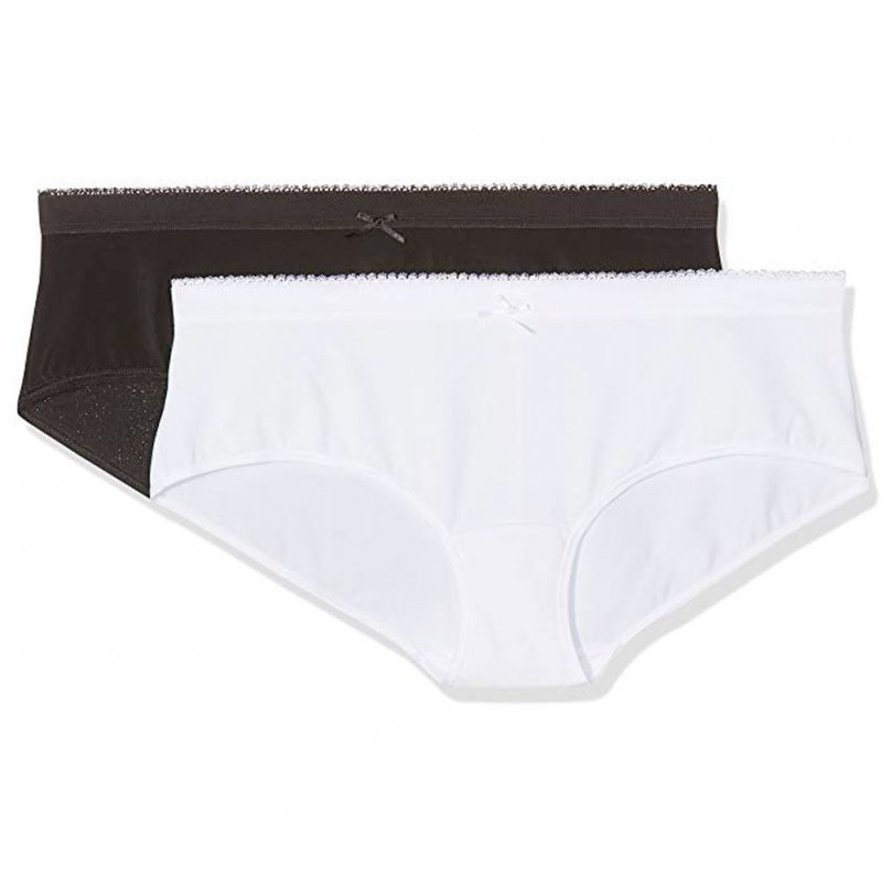 DIM Lot de 2 Boxers Femme Microfibre ECO Noir Blanc