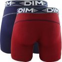 DIM Lot de 2 Boxers longs Homme Coton 3D FLEX AIR Rouge craie Bleu denim